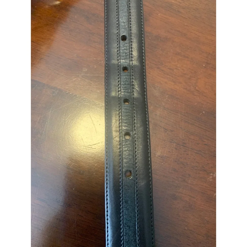 Mezlan  Black Leather Braided Inlay Belt Made in Spain Size 42